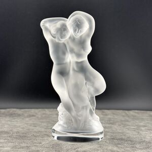 Lalique France Frost Crystal “Le Faune” Dancing Nude Lovers Pan & Diana Figurine